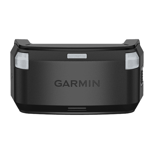 Black Garmin Alpha LTE dog tracker with two translucent LED panels.